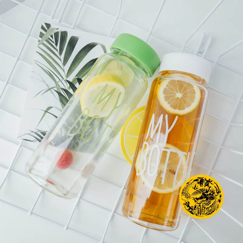 

500ml Plastic Bottle For Water My Bottles With Protective Bag Transparent Or Matte Sport Korean Style Heat Resistant Leakproof