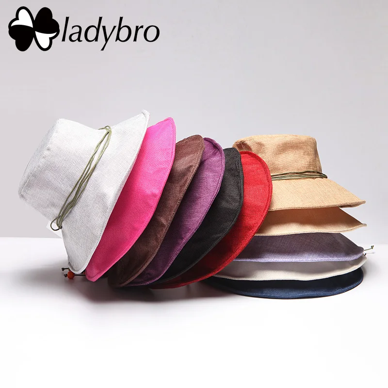 Ladybro брендовая летняя пляжная шляпа с большими полями, женская шляпа с деревянными бусинами для женщин, женская панама, головной убор для отдыха и путешествий