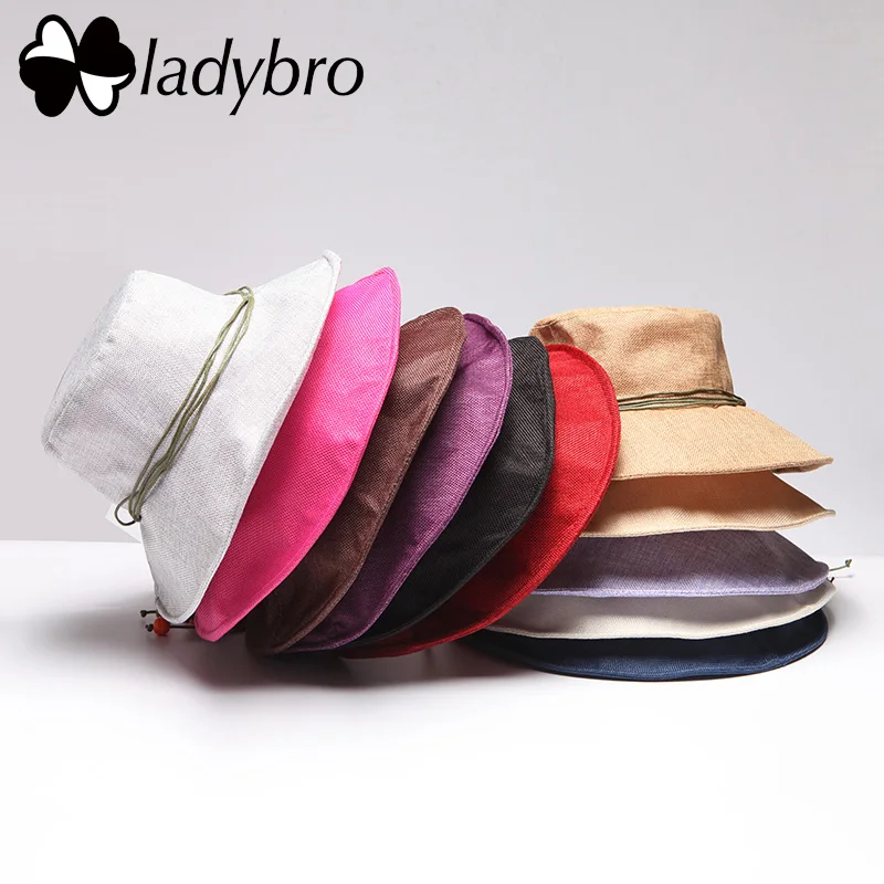 Брендовая летняя пляжная шляпа Ladybro с большими полями женская деревянными