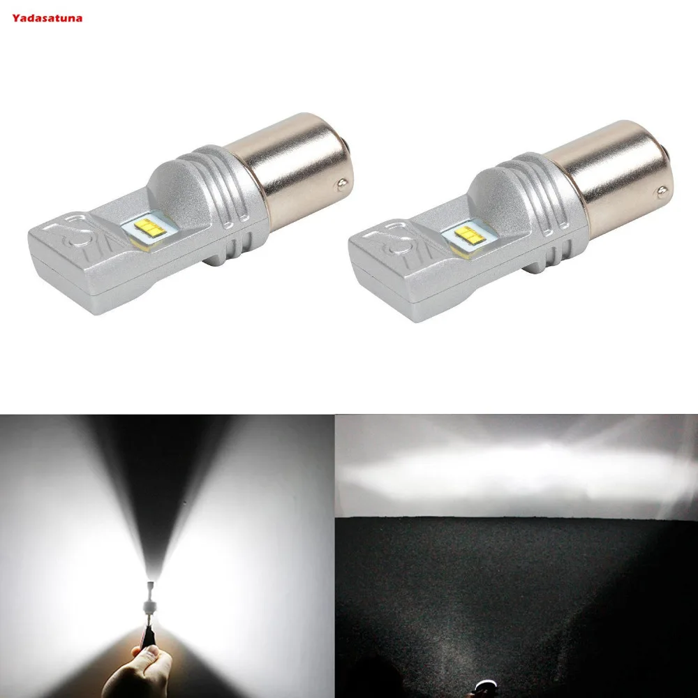 2Pcs Extremely Bright CSP Chipsets 80W 1156 7506 LED Bulbs, White Used