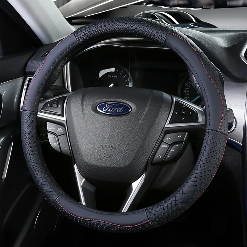 Верхний слой кожаный руль чехлы для Ford EcoSport Escape Kuga Expedition EL Max Explorer Galaxy S-Max F-Series Raptor