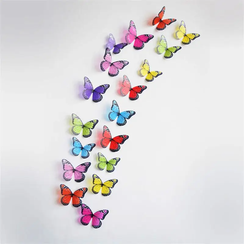 18pcs/lot 3D Effect Crystal Butterfly Wall Stickers Beautiful Butterflies For Kids Room Wall Decals Home Decoration On the Wall