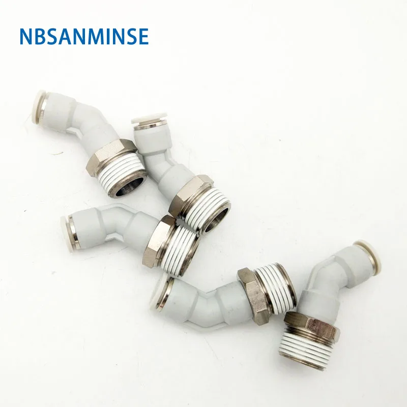 

Free Shipping 10 Pcs / Lot PL45 Degree Elbow Male Connector Pneumatic Air Compressor Push in Fittings High Quality Sanmin