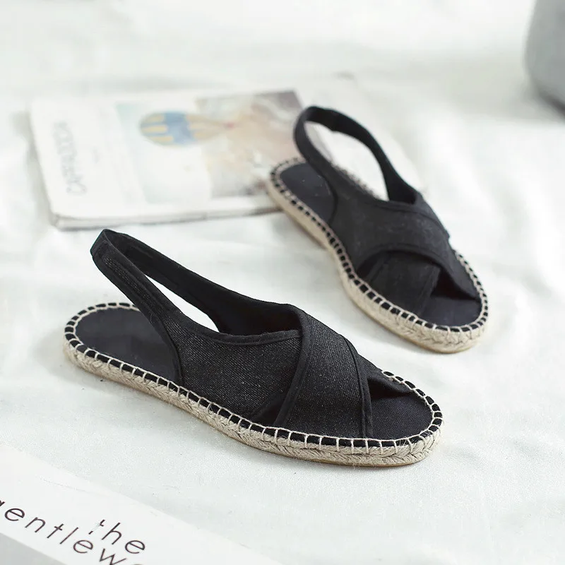 2 Paja 5 Lona Flats Pescador 4 Denim Verano Flamingos Calzado Sandalias De Mujeres Patrón Zapatos 2018 1 3 UCqxAA