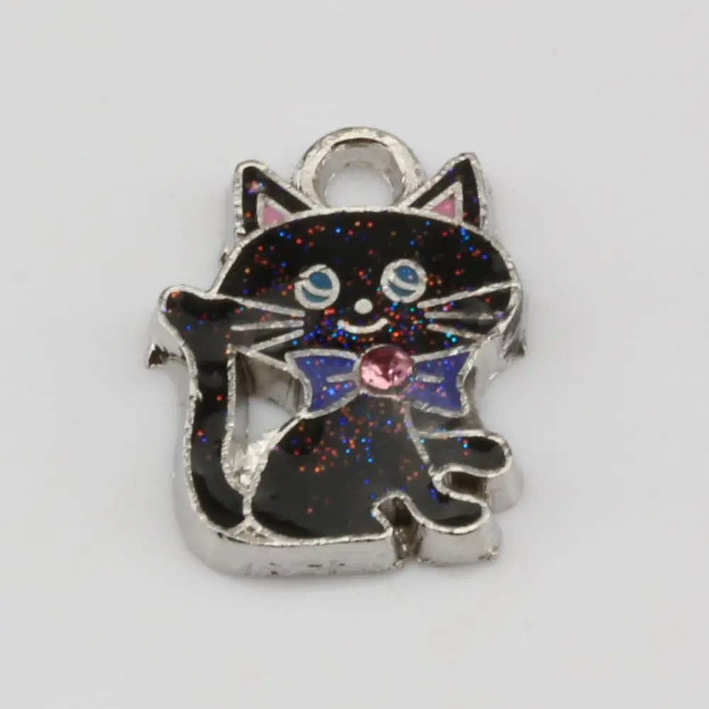 

MIC 10pcs Black ENAMEL Bowtie Cat Charm Pendant 14x19mm DIY Jewelry nm323