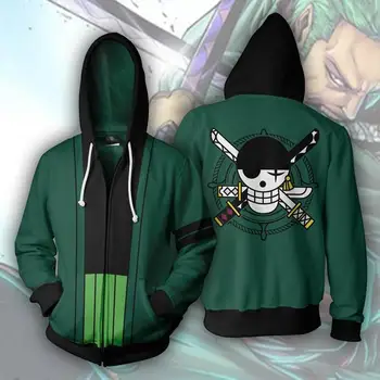 

ONE PIECE Anime Hoodies Roronoa Zoro 3d Printed Hooded Hoodies Sweatshirts for Men Spring Antumn Zipper Jackets Cardigan Tops