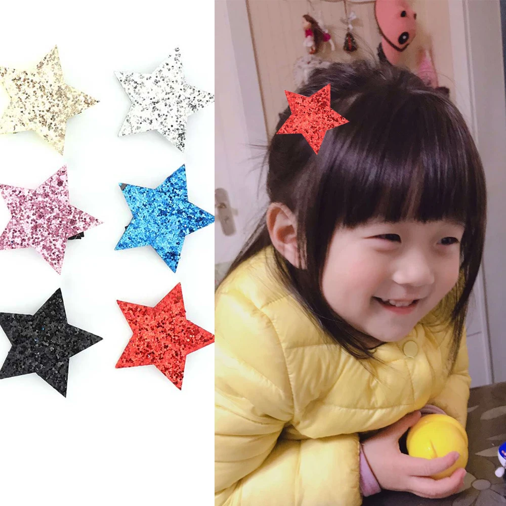 Sequin Star Shape Hair Clip Barrette Hairpin For Baby Girls Children Toddler