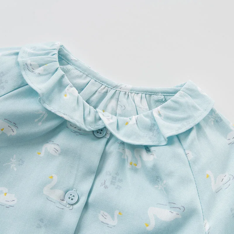 DB10187 dave bella/Весенняя Модная рубашка для маленьких девочек Детские хлопковые повседневные топы с принтом детские топы высокого качества