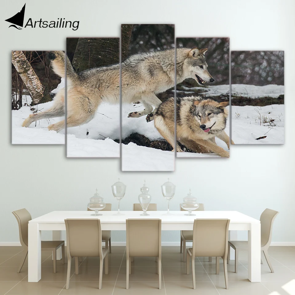 5 шт. настенные картины с изображением животных|picture for living room|wall pictures5 piece canvas art |