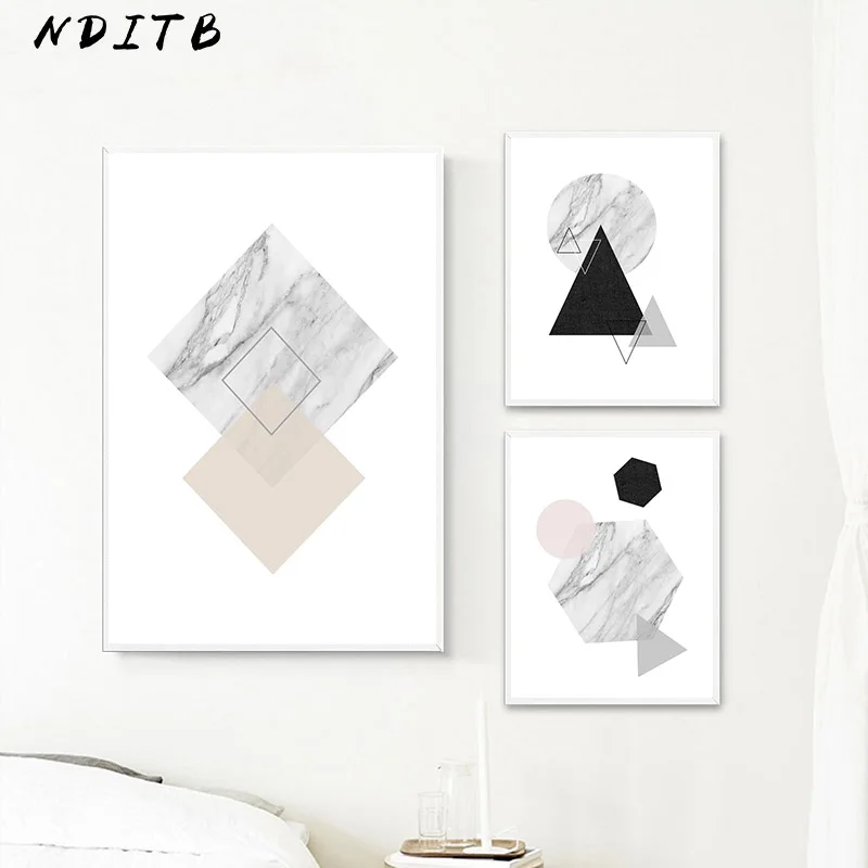 

NDITB Marble Geometry Canvas Nordic Posters Abstract Prints Minimalist Wall Art Painting Decorative Pictures Modern Home Decor