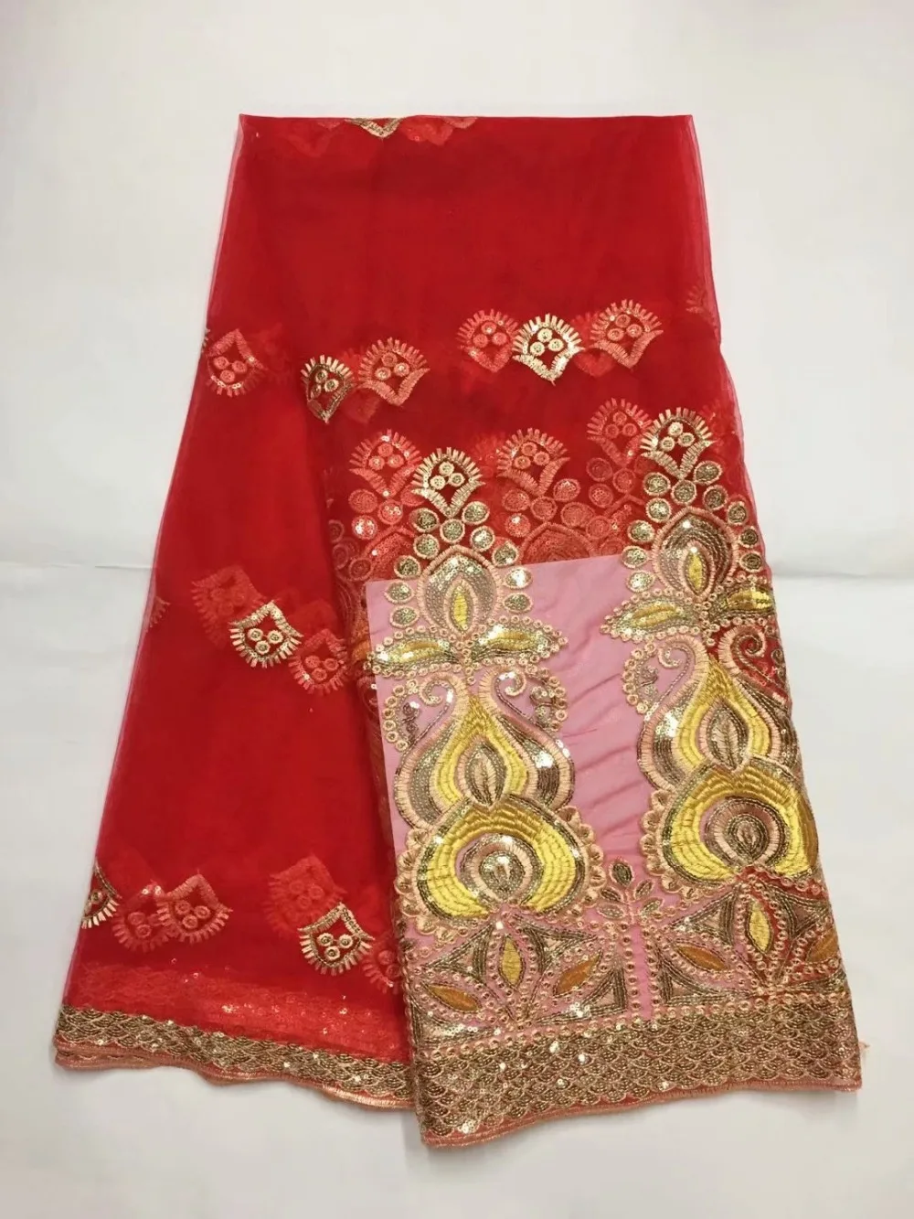 Мода Индийский Джордж ткани Высокое качество Африканский Джордж Ткань с ручной резки блестками Джордж кружева YD05
