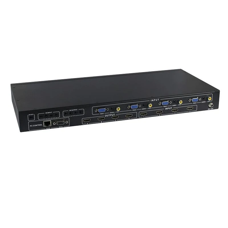 HDmatters AV VGA HDMI Matrix 4X4 seamless HDMI Switcher Splitter with HDMI/VGA/AV mixed inputs HDCP 1.44KX2KPIP/POP