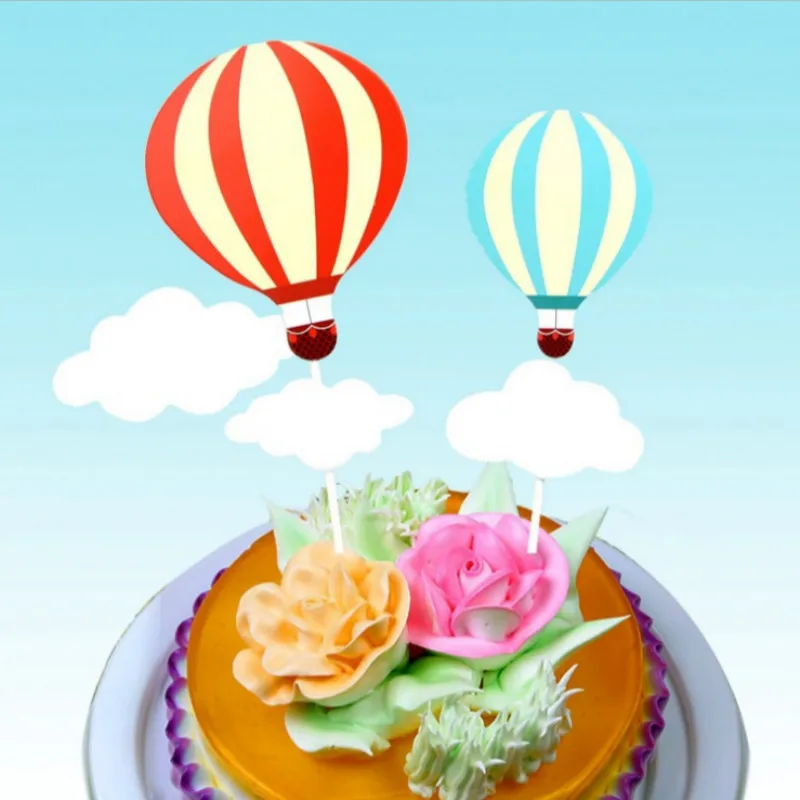 

1 set Paperboard Ballons & Cloud Cupcake Cake Topper Flags Kids Happy Birthday Party Baking Decoration DIY Cake Decor Supplies