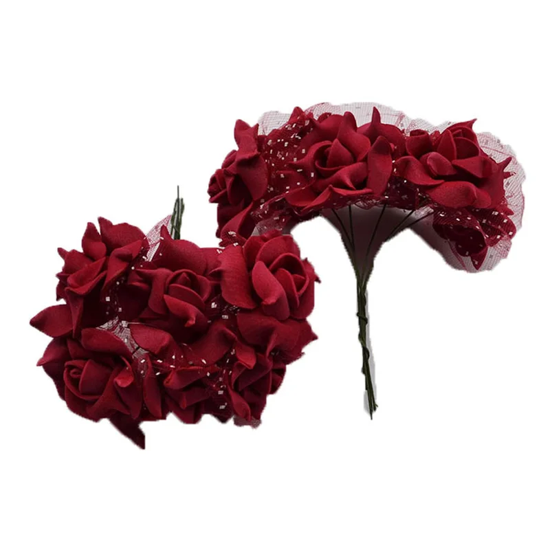 30Pcs 4cm Foam Rose Artificial Flower Bouquet Multicolor Rose Wedding Flower Decoration Scrapbooking Party Home Fake Rose Flower