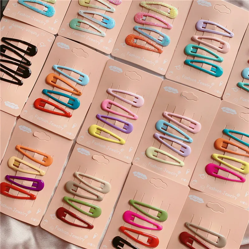 

4pcs/set Snap Hair Clips for Hair Clip Pins BB Hairpins Neon Glitter Shine Color Metal Barrettes for Baby Children Women Girls
