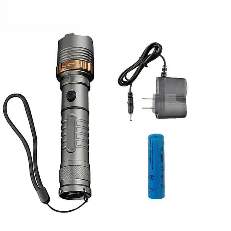 LED Rechargeable flashlight Self Defense T6 6000LM Torch lamps powerful