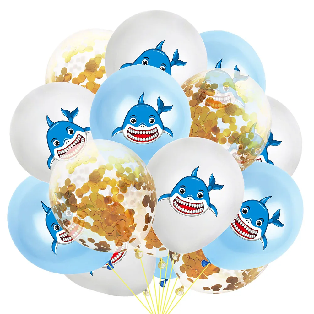 Baby Shower Confetti Splash Shark Photo Props Latex Balloons Inflatable Toys