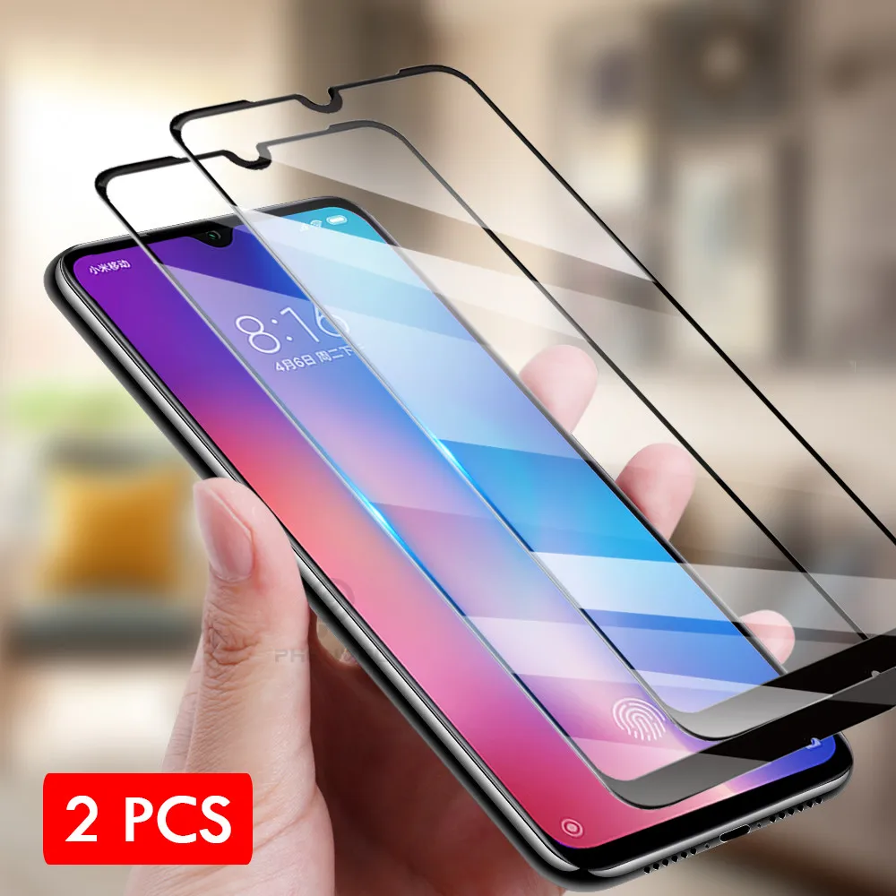 

2PCS Tempered Glass Full Cover For Xiaomi Mi CC9 9 SE 8 Lite F1 Redmi 7A K20 Pro Note 8 7 6 5 Pro 6A Screen Protector Glass Film