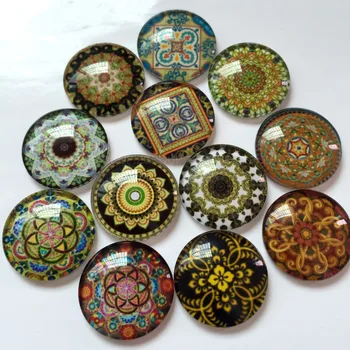 

ZEROUP Round Glass Cabochon 30-35mm Mixed Pattern Handmade Diy embellishments Suppies for jewelry clasps craft 10pcs TP-388