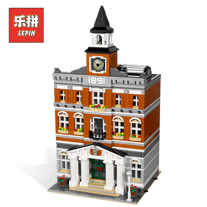 

Lepin 15003 New 2859Pcs The town hall Model Building Kits Blocks Kid DIY Toy Gift LEPIN House Compatible 10224 children Toys