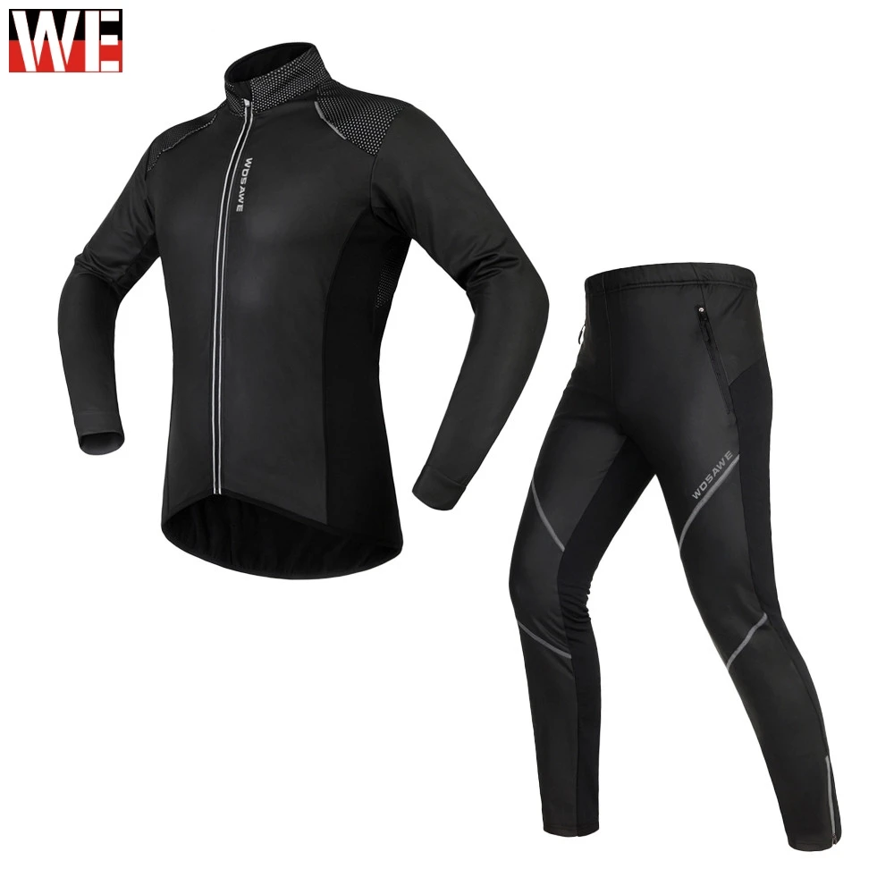 WOSAWE зимняя мужская куртка для мотокросса Комплекты Термобелье флис MTB велосипедная одежда ветрозащитная теплая куртка для мотоциклиста брюки одежда