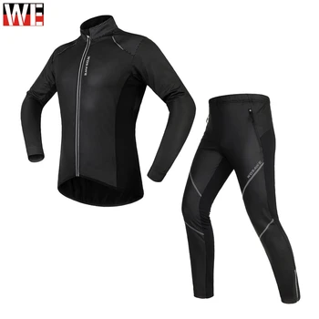 

WOSAWE Winter male motocross Jackets Sets Thermal Fleece MTB Bike clothes Windproof Warm up men motorcycle Jacket pants clothing