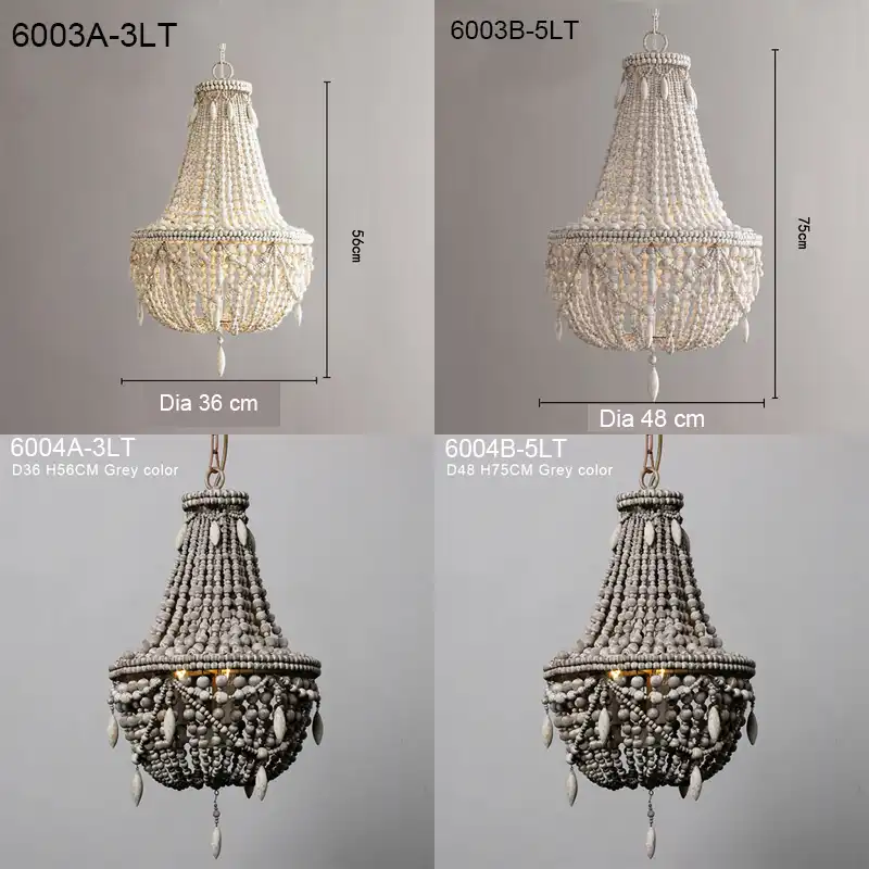Antique White Wood Bead Chandelier Lighting Vintage Black Kitchen