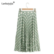 Lanbaiyijia Высококачественная плиссированная юбка с волнистым принтом, Женская юбка с высокой талией, свободные весенне-летние юбки, брендовая юбка с большим подолом