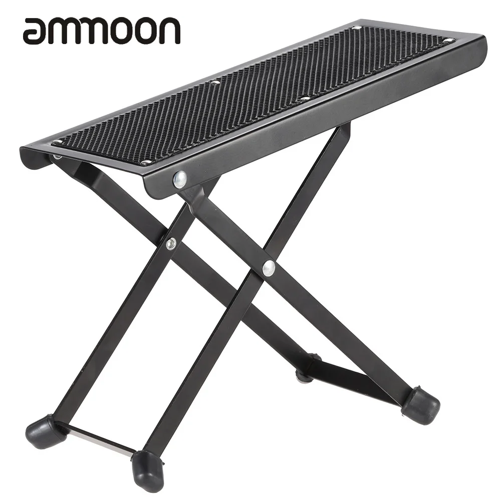 PUNK Foldable Guitar Foot Rest - Adjustable Height, Solid Black Walnut Wood, Portable Stool For Practice