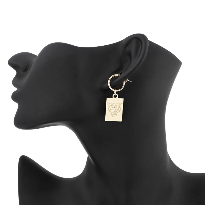 Dayoff Europe Gold Silver Rectangle Leopards Head Hoop Earrrings Animal Round Tag Earstud Women Jewelry Small Long Earrings E837-in Hoop Earrings from Jewelry & Accessories on Aliexpress.com | Alibaba Group - Image 5