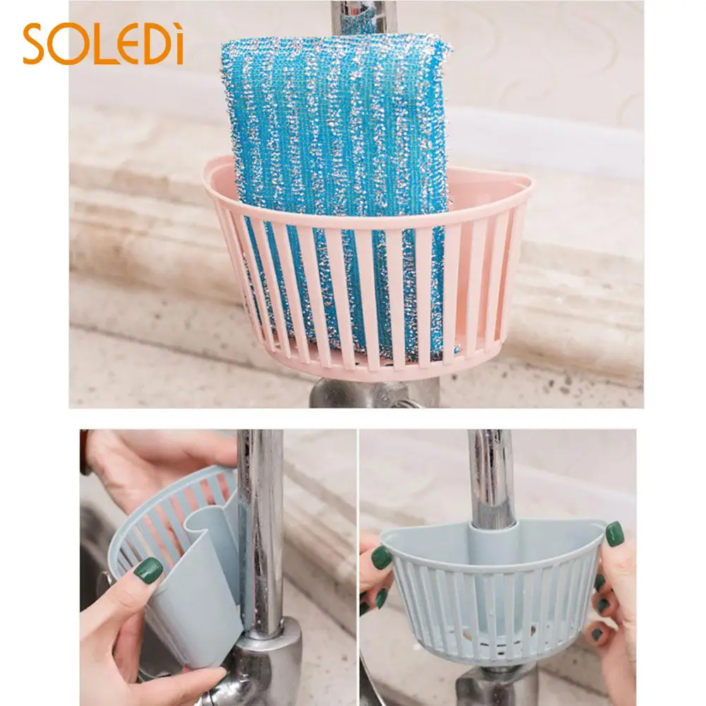 

Convenient Sink Basket Sponge Box Storage Drain Rack Durable PP Colourful Soap Rag Shower Room Home Household Hanger Holder