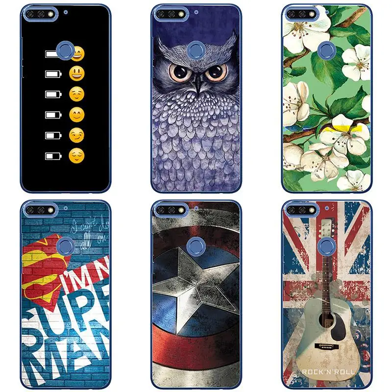 Soft Silicon phone case cover For Huawei Honor 7C shell Colorful printing design Painted TPU Flower |