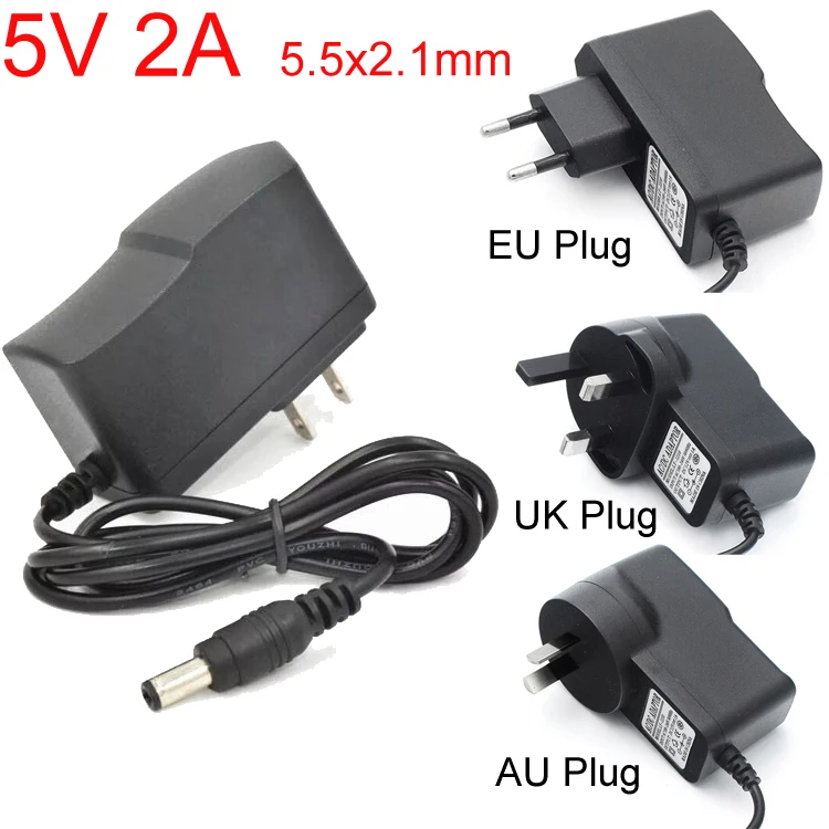 

5.5x2.1mm 5V 2A Power Supply Wall Charger EU US Plug Adapter for CCTV Camera HDMI Switch Splitter USB HUB Routers Laptop Cooler