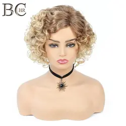 BCHR 6 дюймов Короткие вьющиеся Платиновые синтетические парики для черных женщин африканские прически натуральный блондео Полный парик