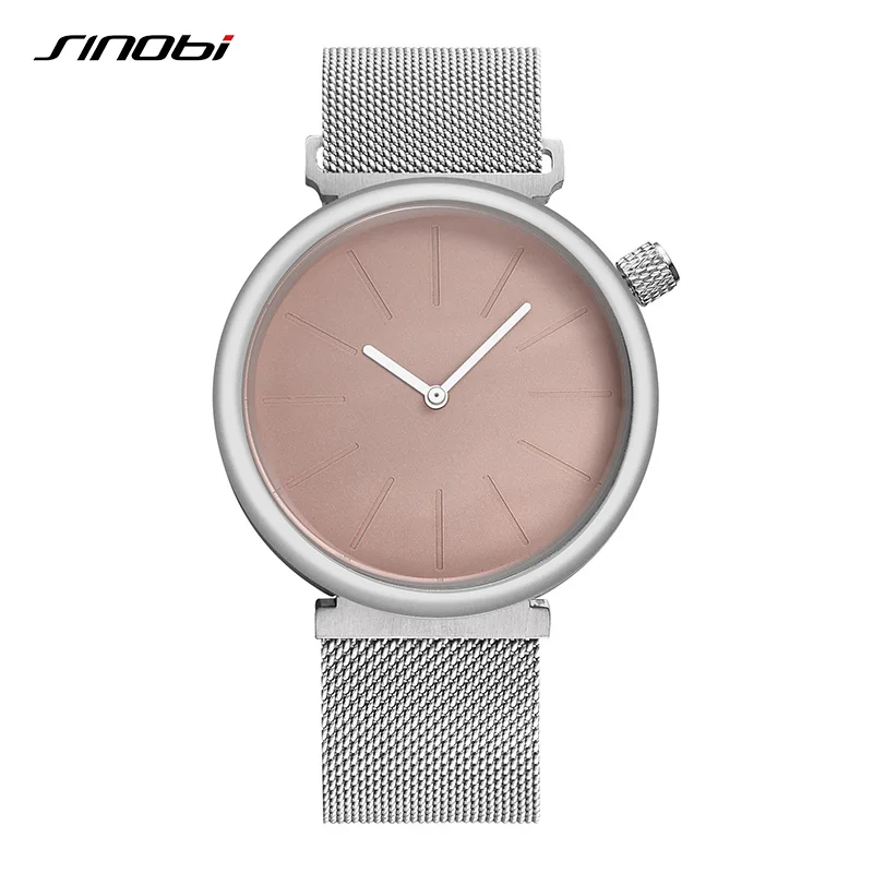 

SINOBI New Mens Watches Top Brand Luxury Stainless Steel Mesh Strap Magnetic Buckle Fashion Creative Quartz Watch Men 2018