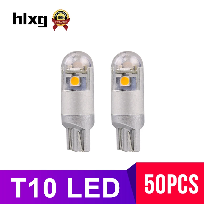 

hlxg 50PCS W5W T10 LED Clearance Lights Turn Signal Lamp 3030 168 194 License Plate Reading Lights Auto car interior led strip