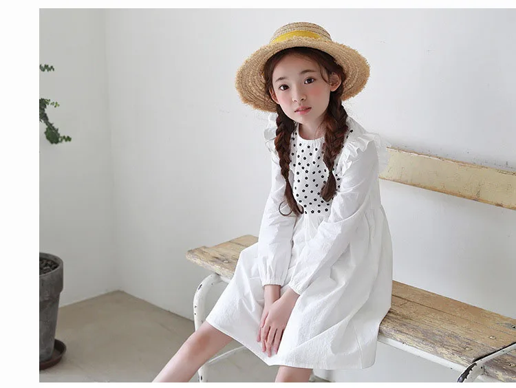 dot cotton teenage baby girl autumn dress with long sleeve 2018 children's ruffles dresses toddler girls clothing kids clothes (10)