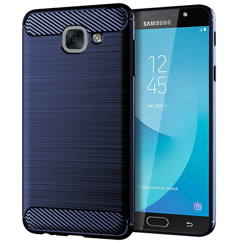 Защитный чехол для Galaxy J7 MAX из матового углеродного волокна мягкий силиконовый