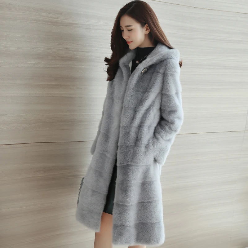

Winter New Fashion Women's mink fur coat,Elegant ladies mink coat long fur overcoats hooded mink coats D137