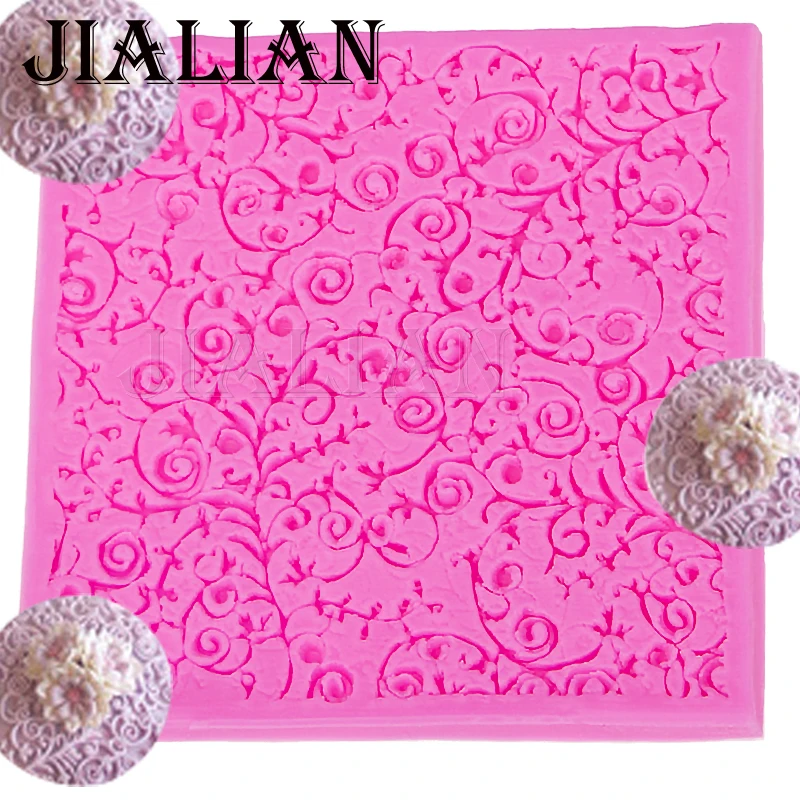 

Lace pad vine Flowers Silicone Mold chocolate Fondant moulds baking Wedding cake Decorating Tools T0490