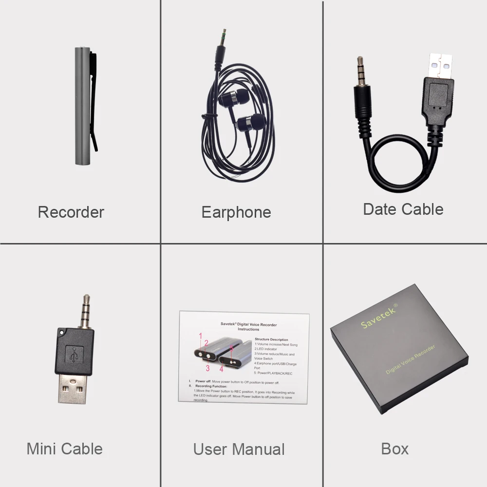 Savetek, новинка, мини USB ручка с зажимом, 8 ГБ, Голосовая активация, цифровой Аудио Диктофон, Mp3 плеер, без остановки, 50 часов записи, Розничная коробка