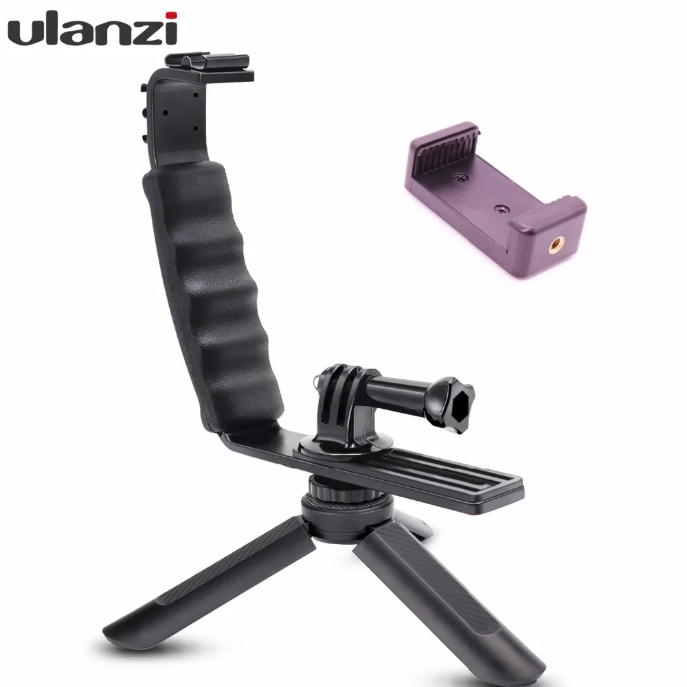 Photography L Mic Stand Bracket with 2 Standard Hot Shoe Mounts Mini Phone Tripod for Gopro 6 Smart