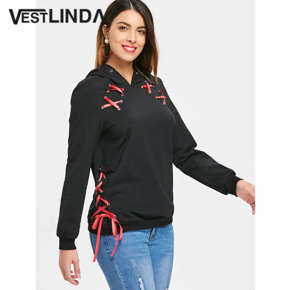 VESTLINDA Женская толстовка в стиле панк Женский пуловер с капюшоном и длинным