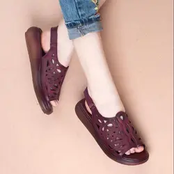 Новинка 2019 года, летняя женская обувь ручной работы в стиле ретро, удобная обувь на мягкой подошве из натуральной кожи с перфорацией