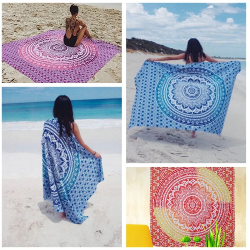 150*210 см большой индийский пляжный коврик мандала, тонкое одеяло из полиэстера, гобелен, настенный богемный коврик-шарф для йоги, одеяло s