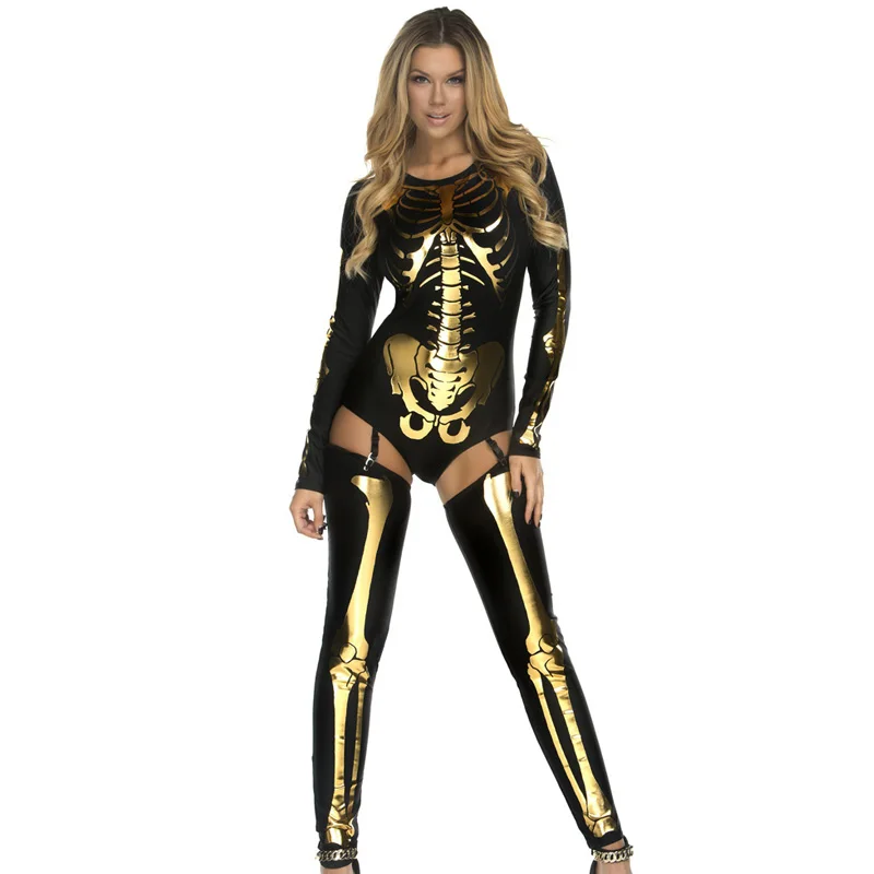 Coshome Halloween Party Cosplay Costumes Women Girls Skull Bodysuit Adult Vampire Ghost Clothing Killer Role Play Outfit  (5)