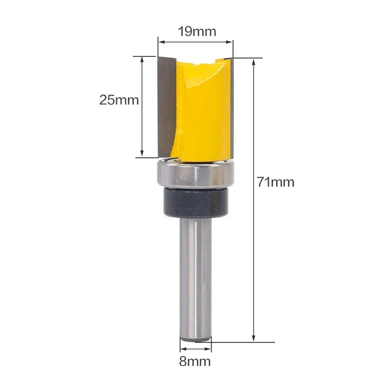 Подшипник для промывания и подравнивания маршрутизатор бит для дерева-1/4 дюймов/6,25 мм/8 мм хвостовик - Длина режущей кромки: 8mm shank