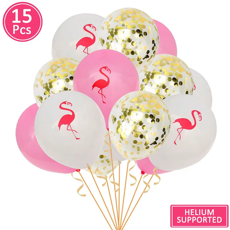 Lincaier Розовый фламинго фотобудка реквизит тропический ананас Свадебные девичник вечерние Гавайские украшения на день рождения Гавайские - Цвет: 15pcs gold confetti