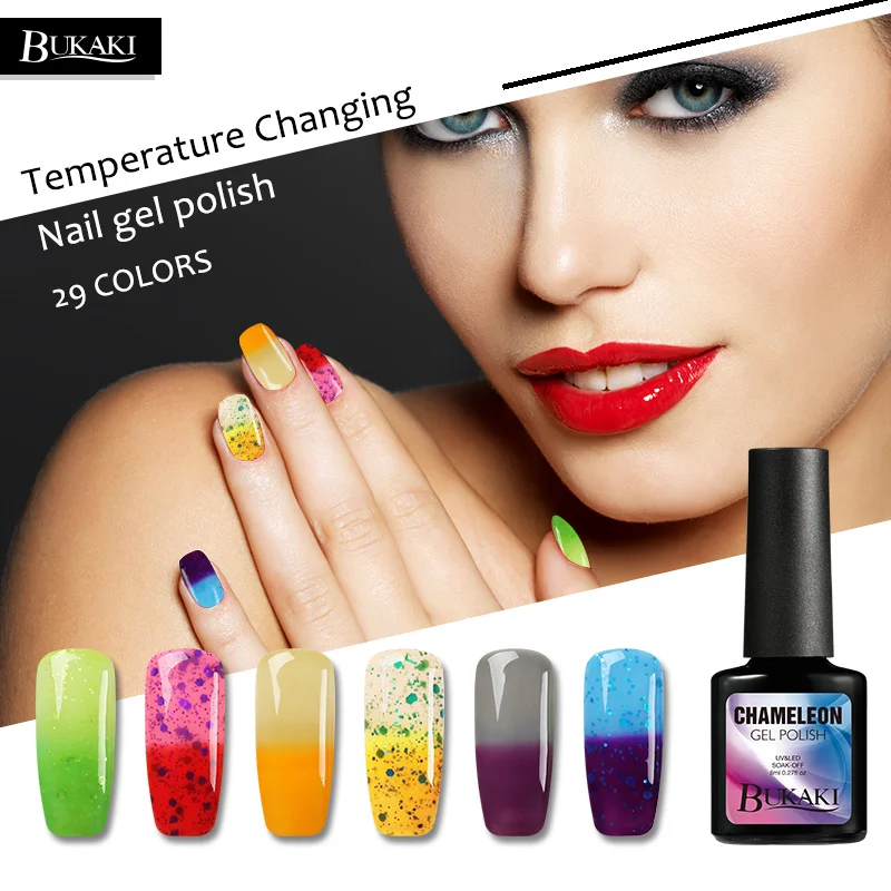 

BUKAKI Thermo Changing Gel Varnishes Hybrid Gel Nail Polish Temperature Change Color Nail Art Adhesive Primer Gel Lacquer
