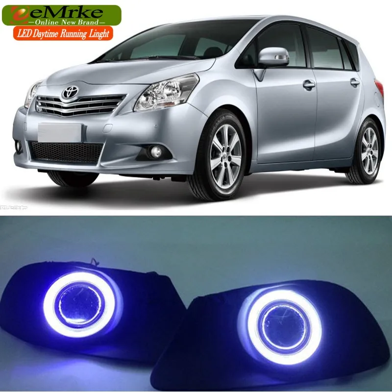 

eeMrke For Toyota Verso Sportsvan COB LED Angel Eye DRL Daytime Running Lights Tagfahrlicht Halogen Bulbs H11 55W Fog Lamp Kits